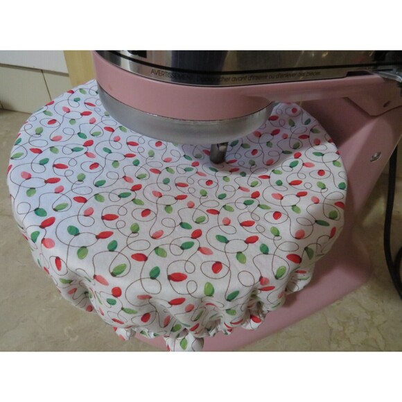 Kitchenaid Bowl Cover Reversible Gingerbread Houses Pink Glitter Fabric - Picture 2 of 8